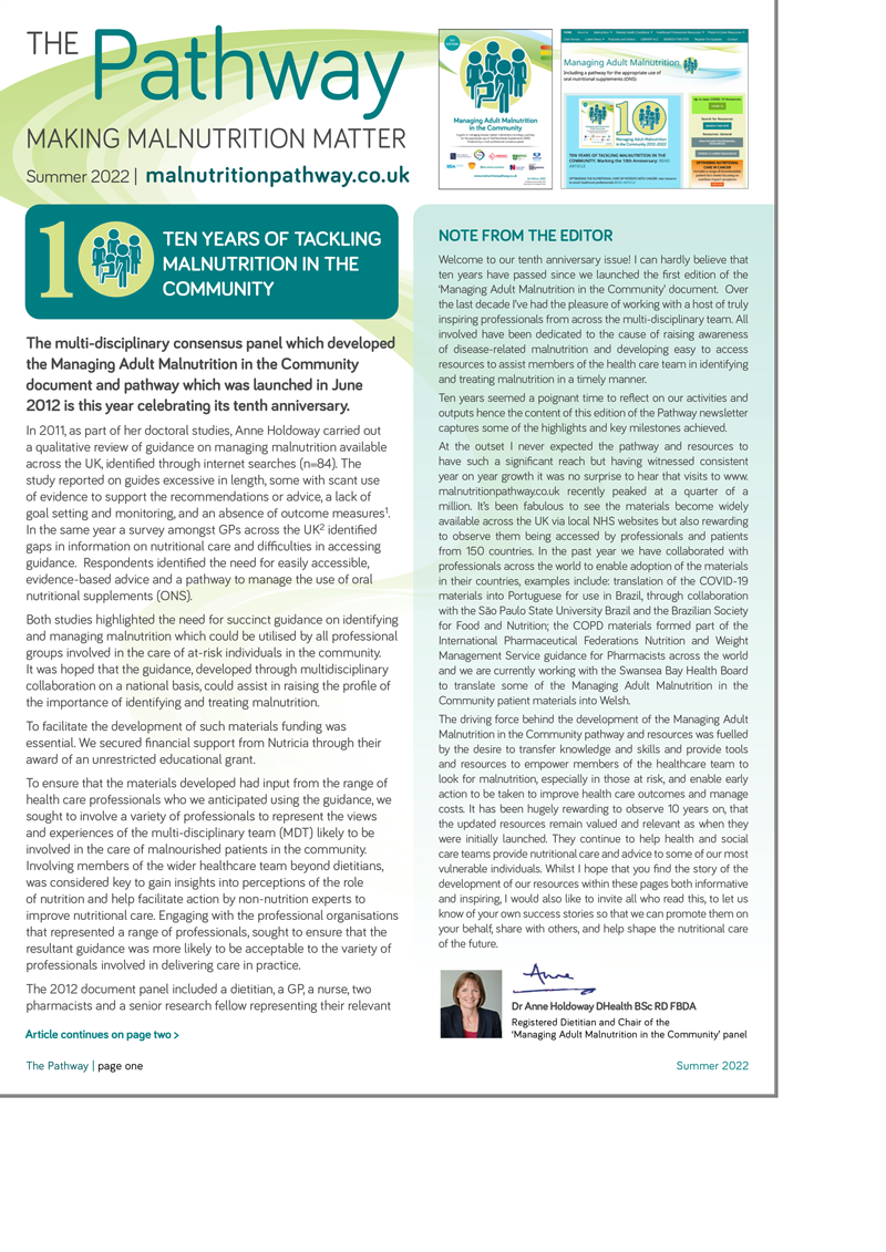 The Pathway Newsletter, making malnutrition matter