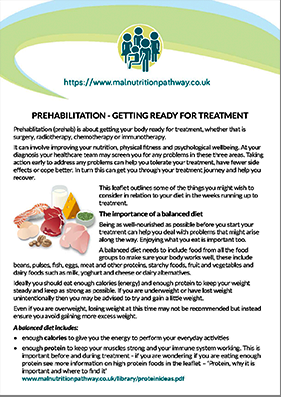 Prehabilitation prepares you for cancer treatment. In this guide, treatment refers to surgery, radiotherapy, chemotherapy or immunotherapy