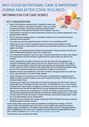 COVID 19 - a nutritional guide for care homes