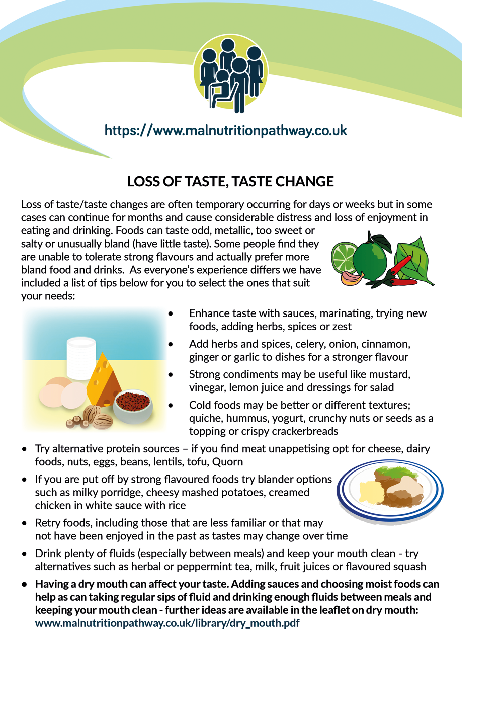 leaflets to help cancer patients with loss of taste